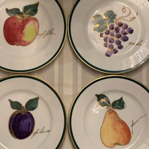 Dessert Plates Crate & Barrel Exquisite Plates Plum Pear Grape & Apple Fruit